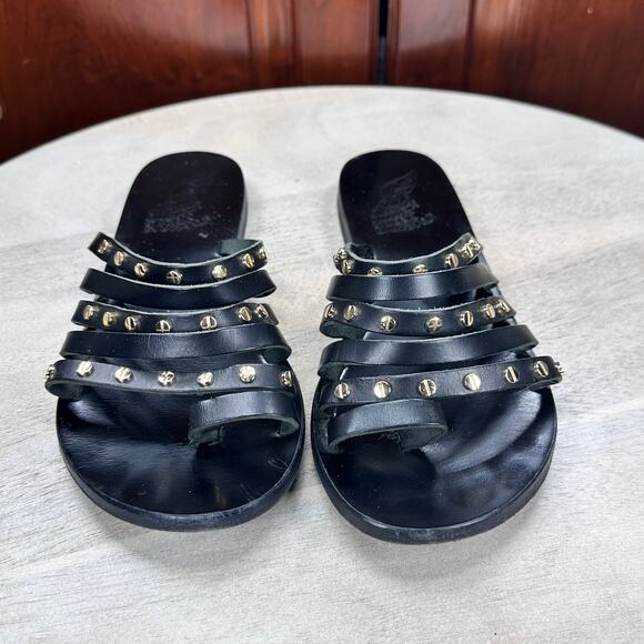 Ancient Greek Sandals Women Niki Nails Sandals Size 39 EU 9 US Black Leather - Picture 10 of 12